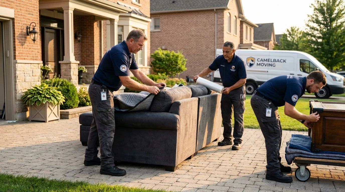 Large estate moving crew wrapping furniture in Norton, KS
